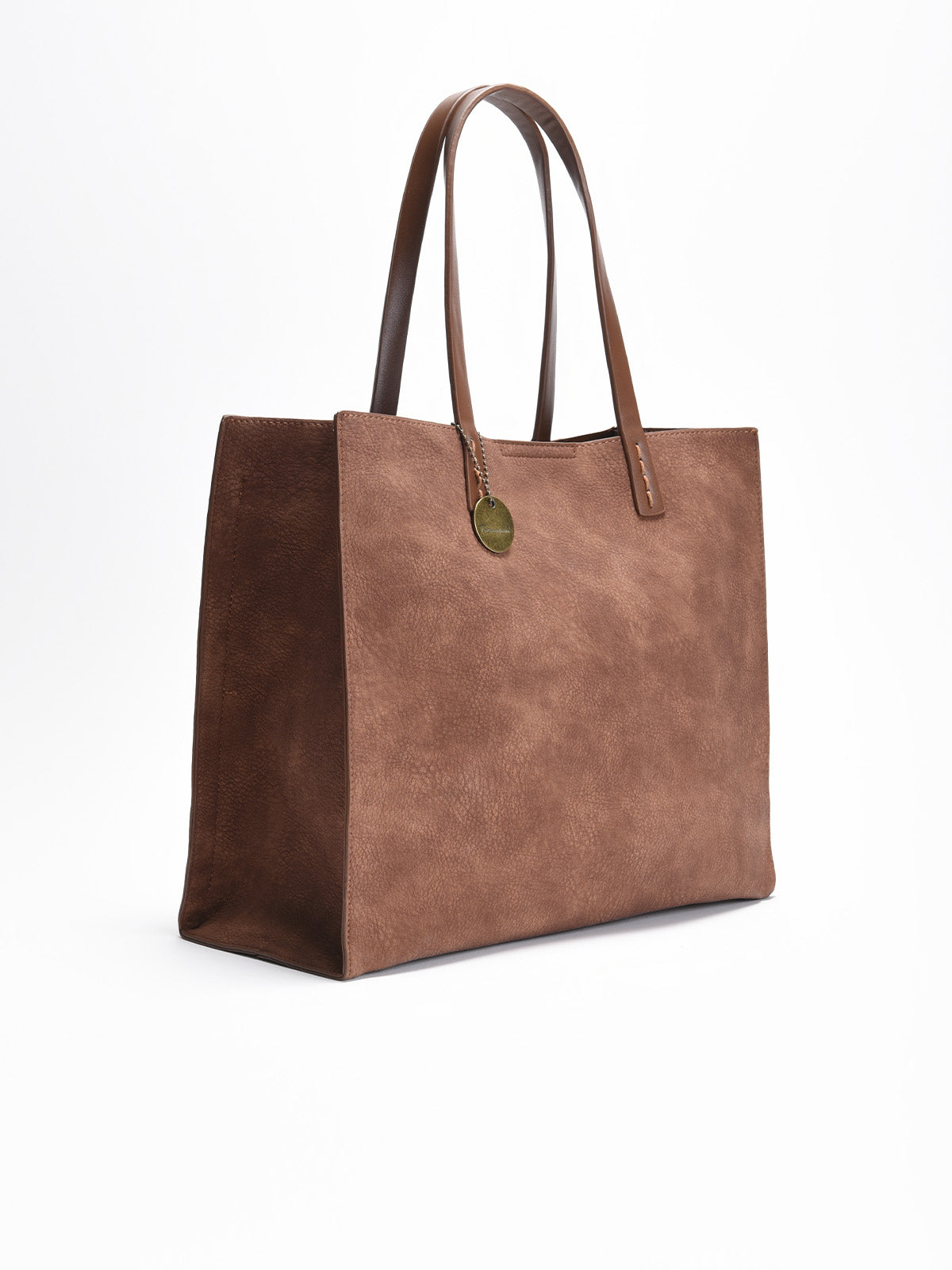 Bolso shopper marrón efecto ante