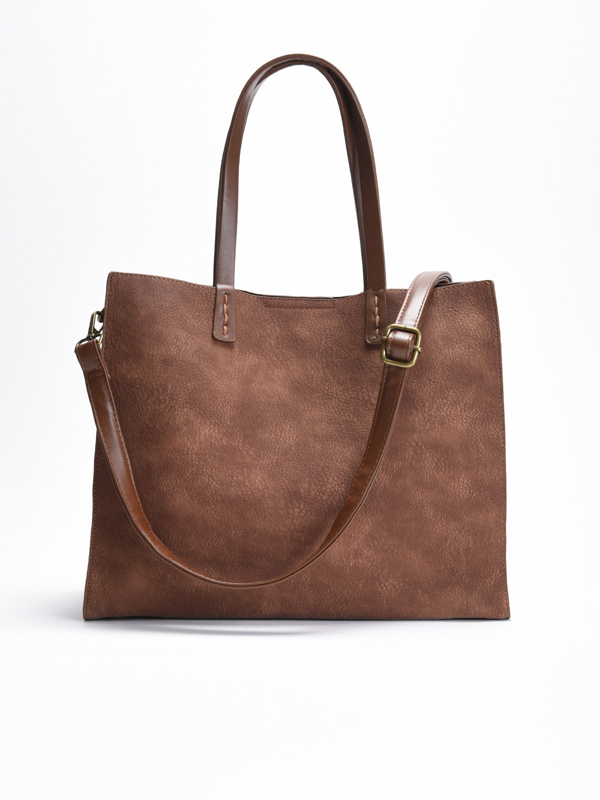 Bolso shopper marrón efecto ante