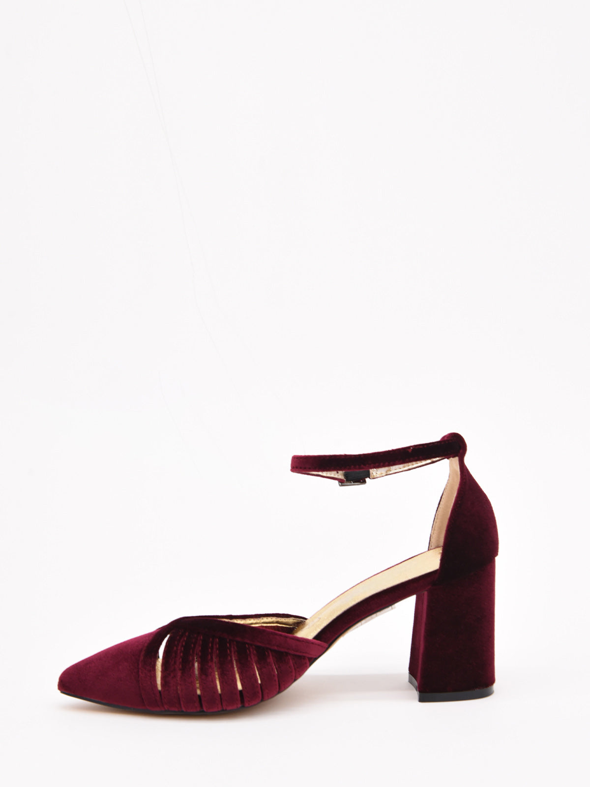 Zapato de Terciopelo Burdeos con Tacón Alto