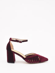 Zapato de Terciopelo Burdeos con Tacón Alto