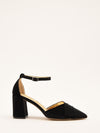 Zapatos de Salón de Terciopelo Negro con Correa al Tobillo