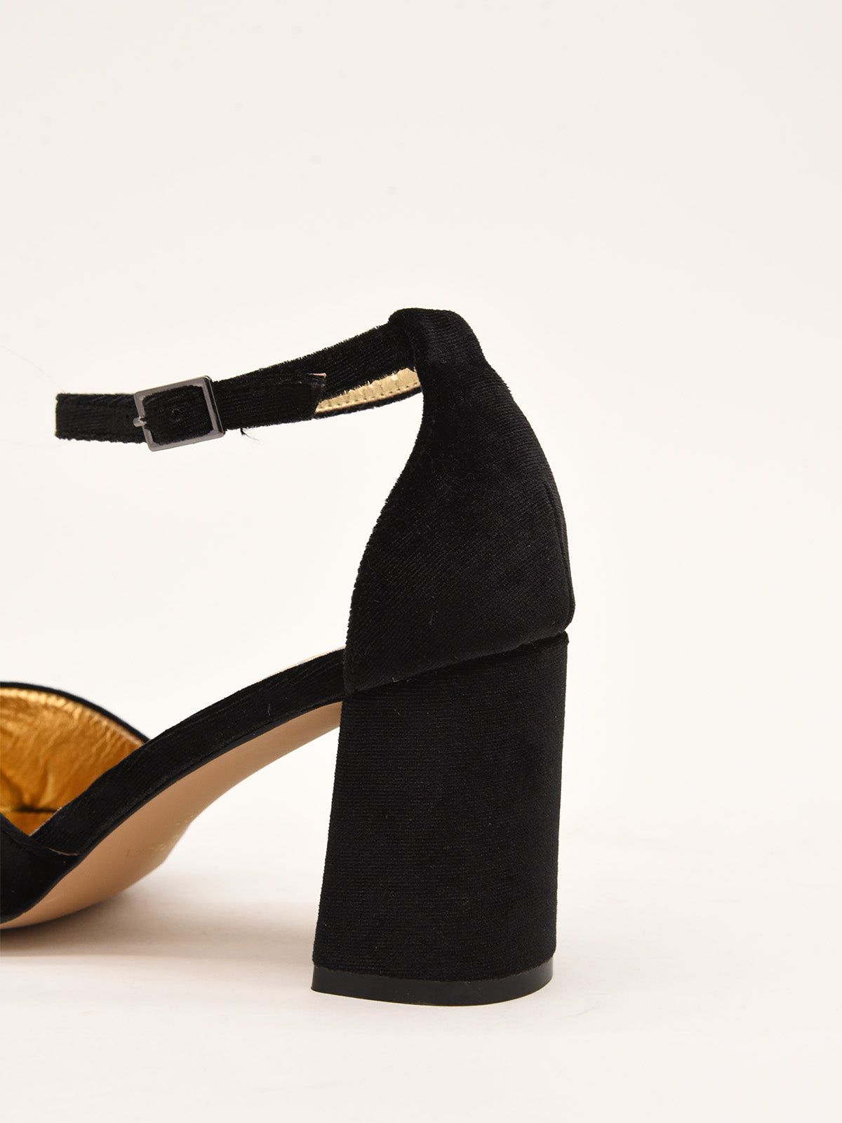 Zapatos de Salón de Terciopelo Negro con Correa al Tobillo