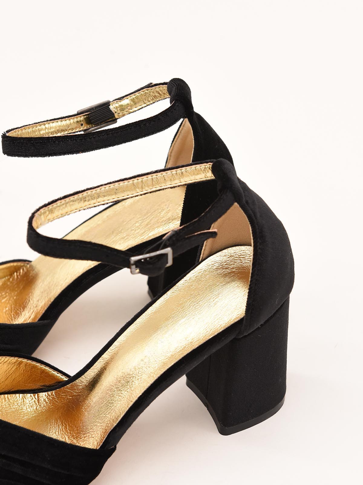 Zapatos de Salón de Terciopelo Negro con Correa al Tobillo