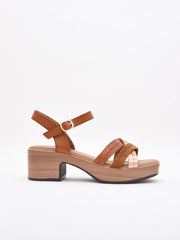 Sandalias tacón ancho cuero