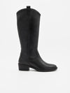 Bota alta de piel negra para mujer