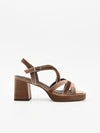 Sandalias Taupe de Terciopelo con Tacón ancho y plataforma