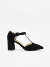 Zapatos de Terciopelo Negros con tira en el empeine
