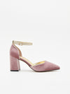 Zapato de Terciopelo Rosa con Ribete Dorado