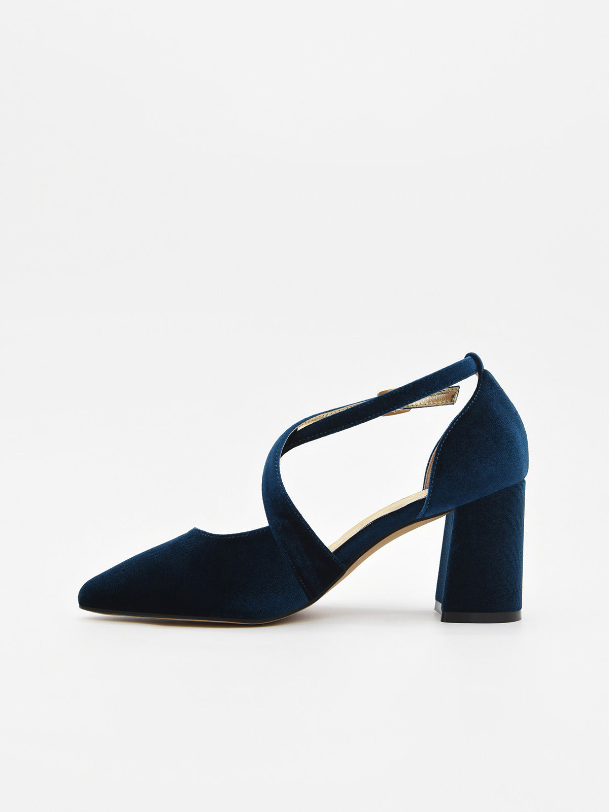 Zapatos de Terciopelo Azul con Tiras Cruzadas
