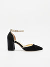 Zapato de Terciopelo Negro con Ribete Dorado