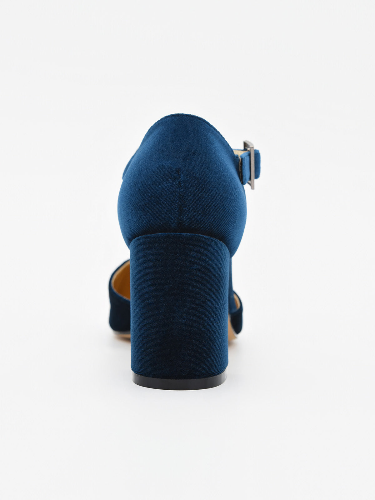 Zapato Elegante de Terciopelo Azul con tira en el empeine