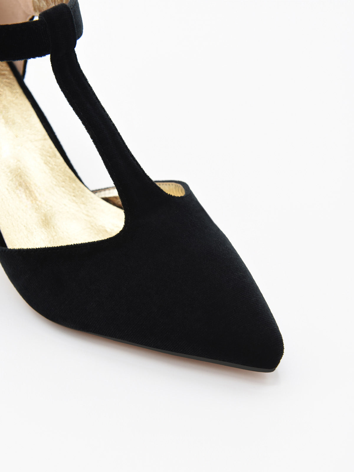 Zapatos de Terciopelo Negros con tira en el empeine