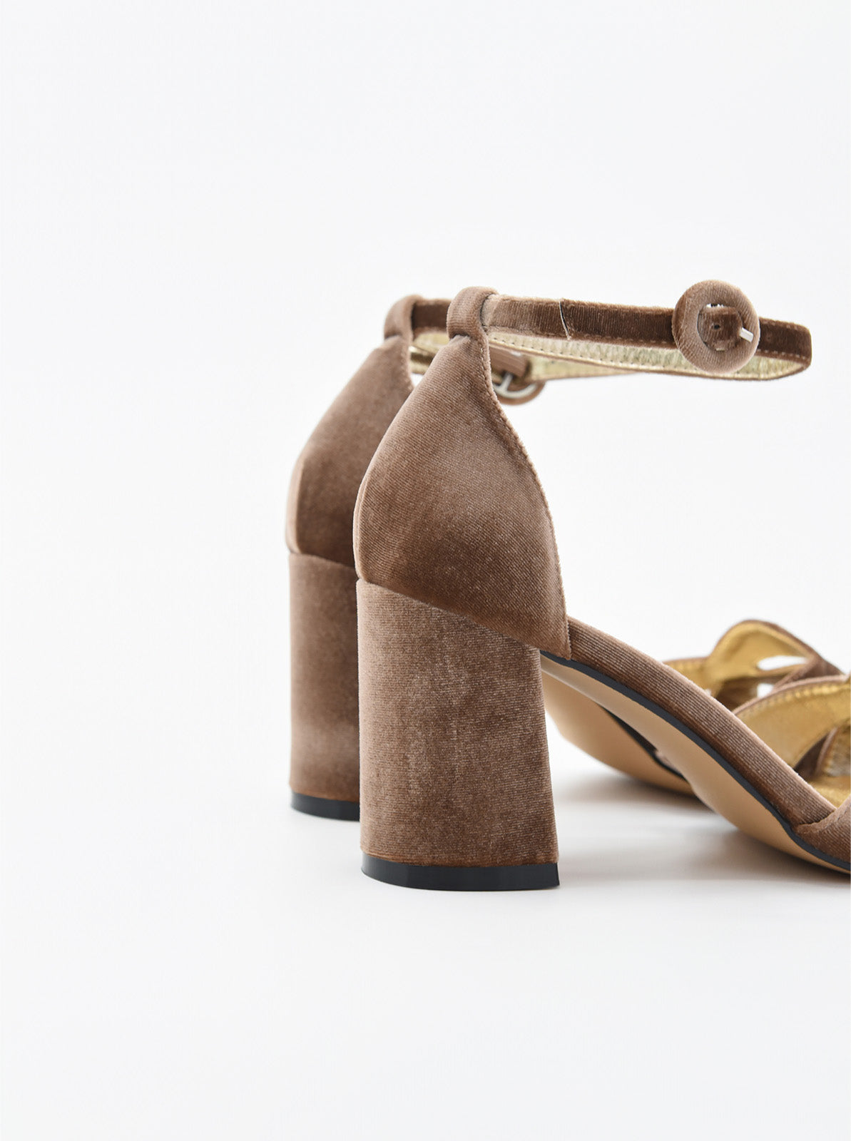 Sandalias Elegante de Terciopelo Taupe