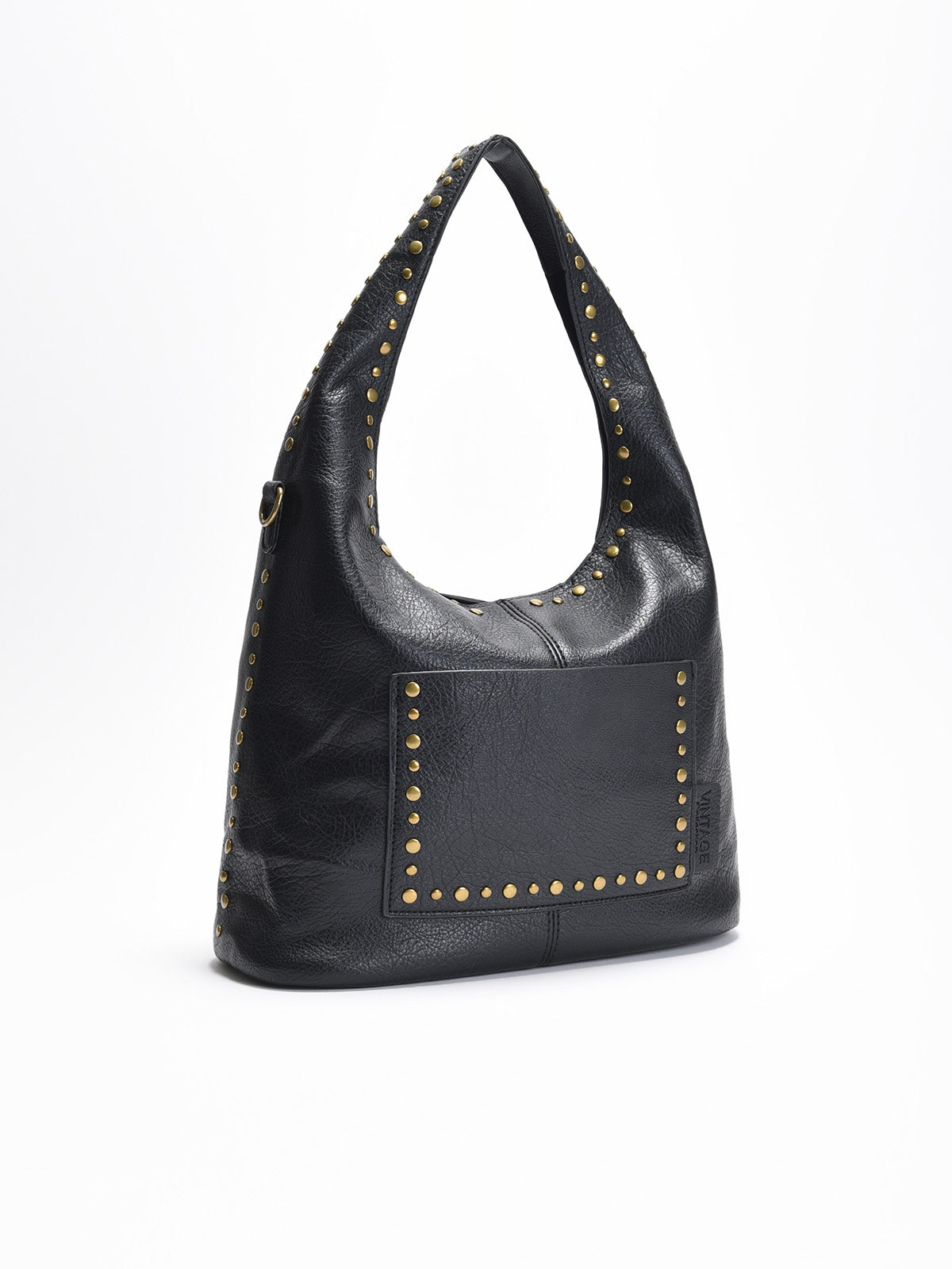 Bolso shopper negro con tachuelas