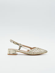 Zapato tacón bajo destalonado oro